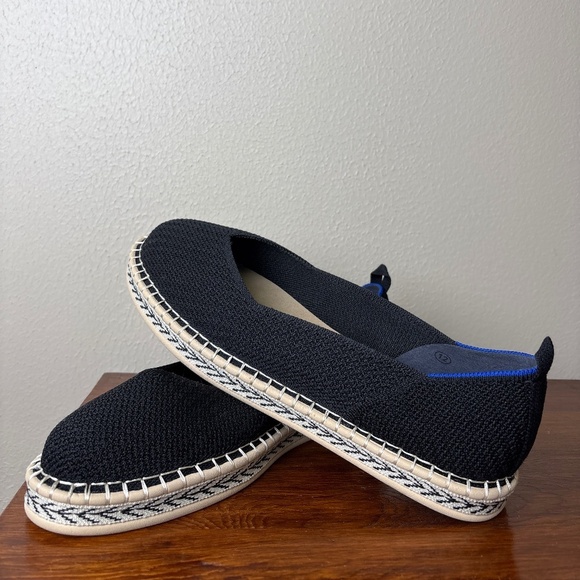 Rothy’s Espadrille Flats – Black with Blue Trim Women’s US 12 –New Without Tags - Picture 1 of 6